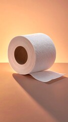 Close-up of a roll of soft, white paper with its shadow