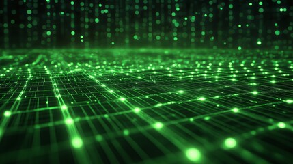 A captivating green digital data stream that embodies advanced technology and visions of an exciting future