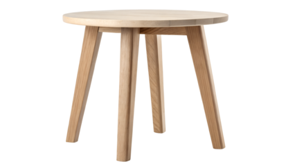 Isolated Minimalist Wooden Stool with Three Legs