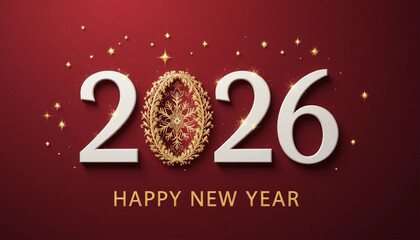 Modern 2026 Happy New Year Gold Snowflake Illustration