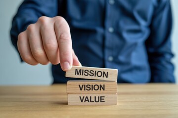 Mission vision value business strategy corporate goals success concept