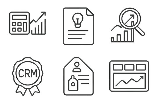 Angel Investor Tools Icons. Line style icons of Angel Investor Tools: Investment tracker icon, pitch deck viewer file, startup