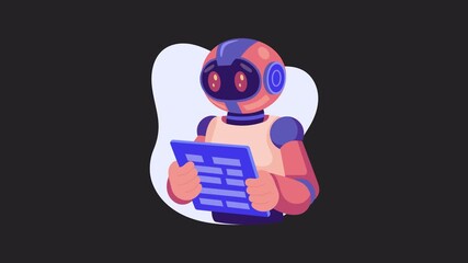 Robot debugging machine learning code 2D Motion Graphics Animation Alpha channel