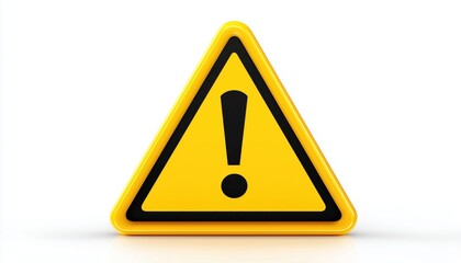 Warning Sign With Exclamation Mark Symbol On White Background: Hazard Alert Attention Symbol With Exclamation Mark. Alert For Danger.