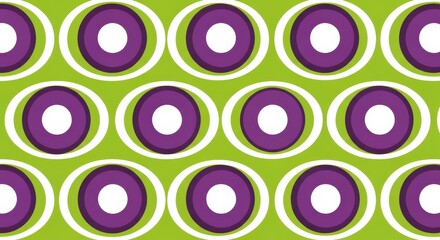 Repeating geometric pattern features concentric ovals in vibrant colors on a bright background