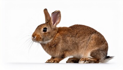 Obraz premium Pretty Brown Rabbit Seen From The Side Isolated On A White Background