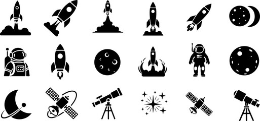 Mass media vector icon set on white background Pro Vector illustrations