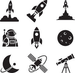 Space Galaxy Icons Vector Bundle
