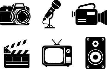 set of cinema icons and design elements isolated on white background vector illustration stock vector