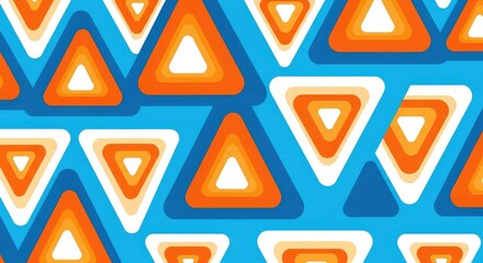 Repeating pattern featuring nested, rounded triangles in contrasting bright colors against a vibrant background