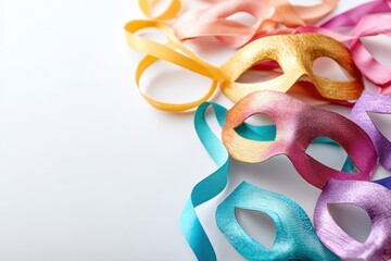 Obraz premium Colorful masquerade masks with ribbons
