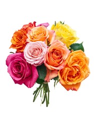 Fototapeta premium Close-up of a vibrant bouquet of multicolored roses