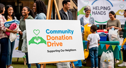 Community donation drive for concept of mutual support.