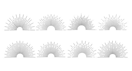 Minimalist linear sunburst designs with elegant radiating lines