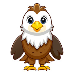 Bald Eagle Coloring Page – Cartoon Bird of Prey Line Art Illustration