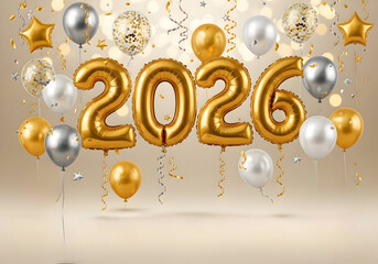 [Generative AI] 2026 골드 & 실버 풍선으로 꾸민 새해 파티 데코