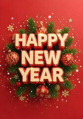 [Generative AI] 해피 뉴이어 레드 배경 크리스마스 & 새해 인사 카드