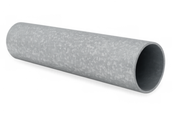 Galvanized steel pipe with rough texture, an industrial metal tube for construction, plumbing, and ducting systems