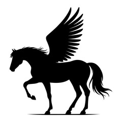 Standing pegasus silhouette majestic winged horse vector for fantasy book covers game assets and mythological art projects