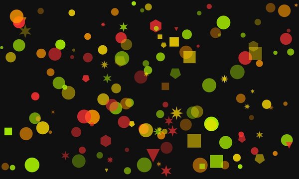 Colorful Geometric Shapes on Black Background Modern and Abstract Design