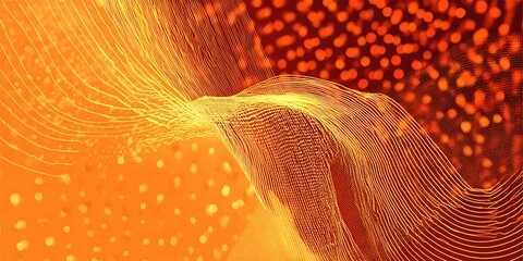 Orange and Saffron Halftone dots and curved lines.