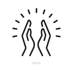 Faith line icon. Human hands black sign, symbol. Vector illustration. Editable stroke. Isolated on a white background.