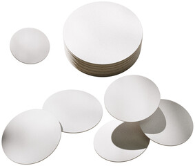 Round Paper Coaster Mockup with Stack and Single Coasters Isolated