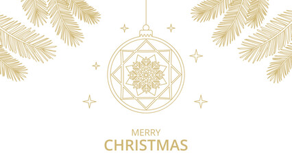 Elegant gold luxury christmas background vector, minimalist holiday banner template design.