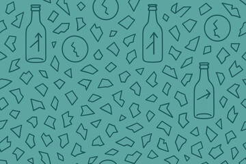 Seamless pattern with bottles, arrows, and broken glass shards