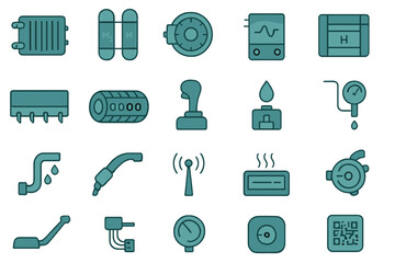 Hydrogen and automation system components icon pack