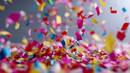 Close Up, Birthday celebration with confetti falling from above