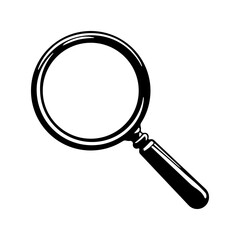 Black magnifying glass icon without background