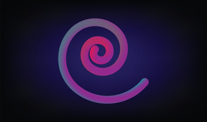 Abstract swirl with pink and purple gradient on dark blue background