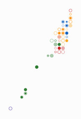 Palau, shape of the country build of colored cells. Digital style map of the Palau on white background. Large size circle blocks. Creative vector illustration.
