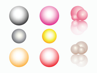 Colorful 3D Glossy Sphere Set with Reflections and Gradient Lighting