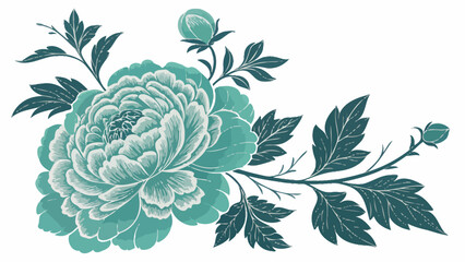 Elegant teal peony floral arrangement, perfect for adding a touch of nature inspired beauty to your designs, invitations, or branding projects