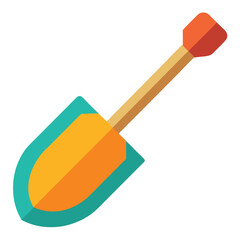 Metal garden shovel or spade tool with wooden handle isolated on a white background for construction or digging work