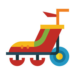Vector illustration of a toy baby carriage and train isolated on a white background as a child transport icon
