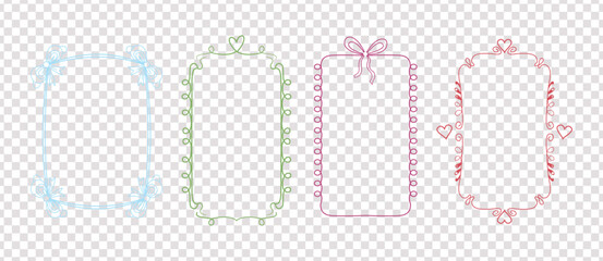 Four floral frames in different colors isolated on