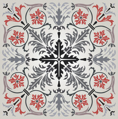 Seamless floral pattern vector design with vintage flowers and leaves ornament