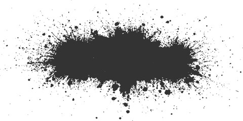 Black ink grunge splat silhouette vector illustration: dirty texture paint stain splash drop pattern frame design element