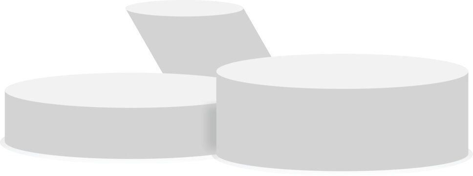 Set circle podium, pedestal and platform, stand stage, cylinder, column platform for display product, round white circle empty stages and podium stairs 3d template
