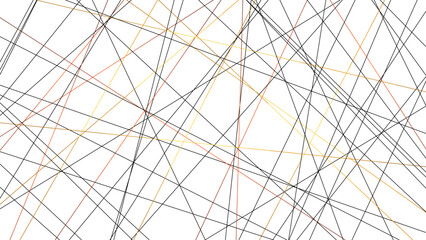 Abstract Orange Chaotic Line Pattern. Modern Geometric Digital Landscape Background on Transparent Grid. Orange and Black Random Chaotic Lines Vector. Random Diagonal and straight line pattern.