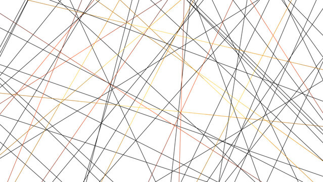 Abstract Orange Chaotic Line Pattern. Modern Geometric Digital Landscape Background on Transparent Grid. Orange and Black Random Chaotic Lines Vector. Random Diagonal and straight line pattern.
