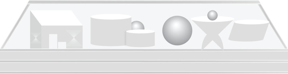 Empty white rectangular podium, top table mockup, modern pedestal and platform, concrete flooring stand stage, empty stages and podium stair 3d template for product presentation, 