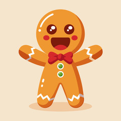 Gingerbread man character set with happy sad and excited emotions