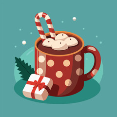 Cozy mug of hot chocolate with marshmallows
