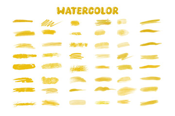 Golden Yellow Watercolor Brush Strokes Collection Vector 