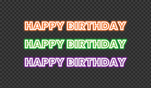 Happy birthday neon sign collection with multiple colors