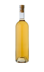 White wine bottle without label on white background